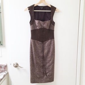 Bebe Brown Leather Corset Sexy Pencil Dress